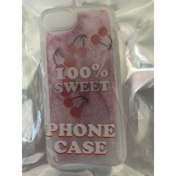 Clear Glittery Liquid Cherries 100% Sweet iPhone Case iPhone 6, 7, 8, 9, 10, 11 - Picture 3 of 4